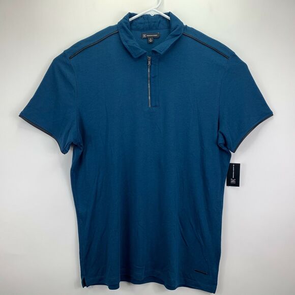 INC International Concepts Mens Anido Zip Polo Shirt Blue XL - Picture 1 of 4